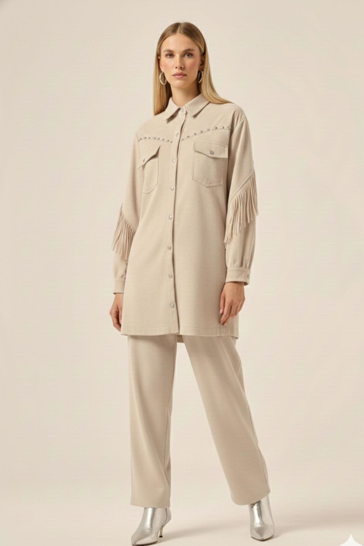 FTZ Women Kadın Scuba Süet İkili Takım  Beige 31232