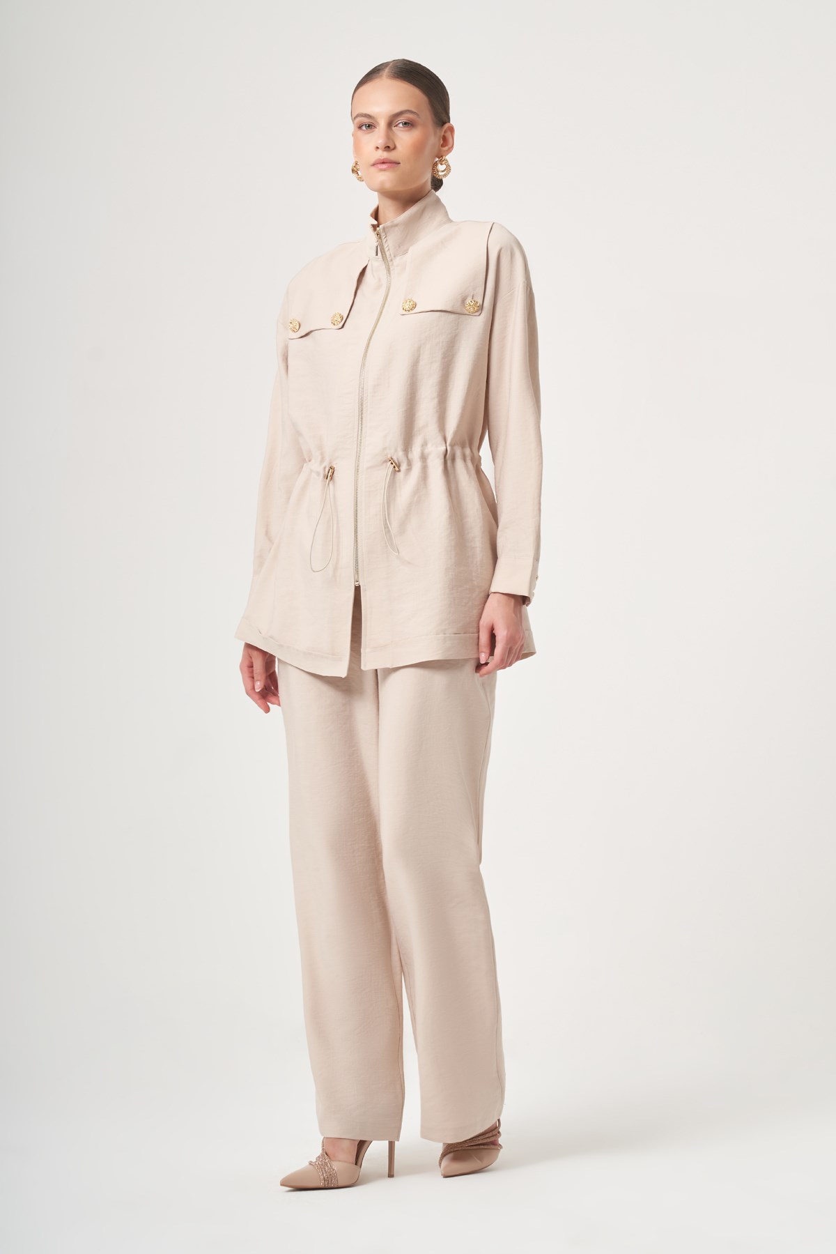 FTZ Women Kadın Tulipa Pantolonlu Takım  Beige 31432