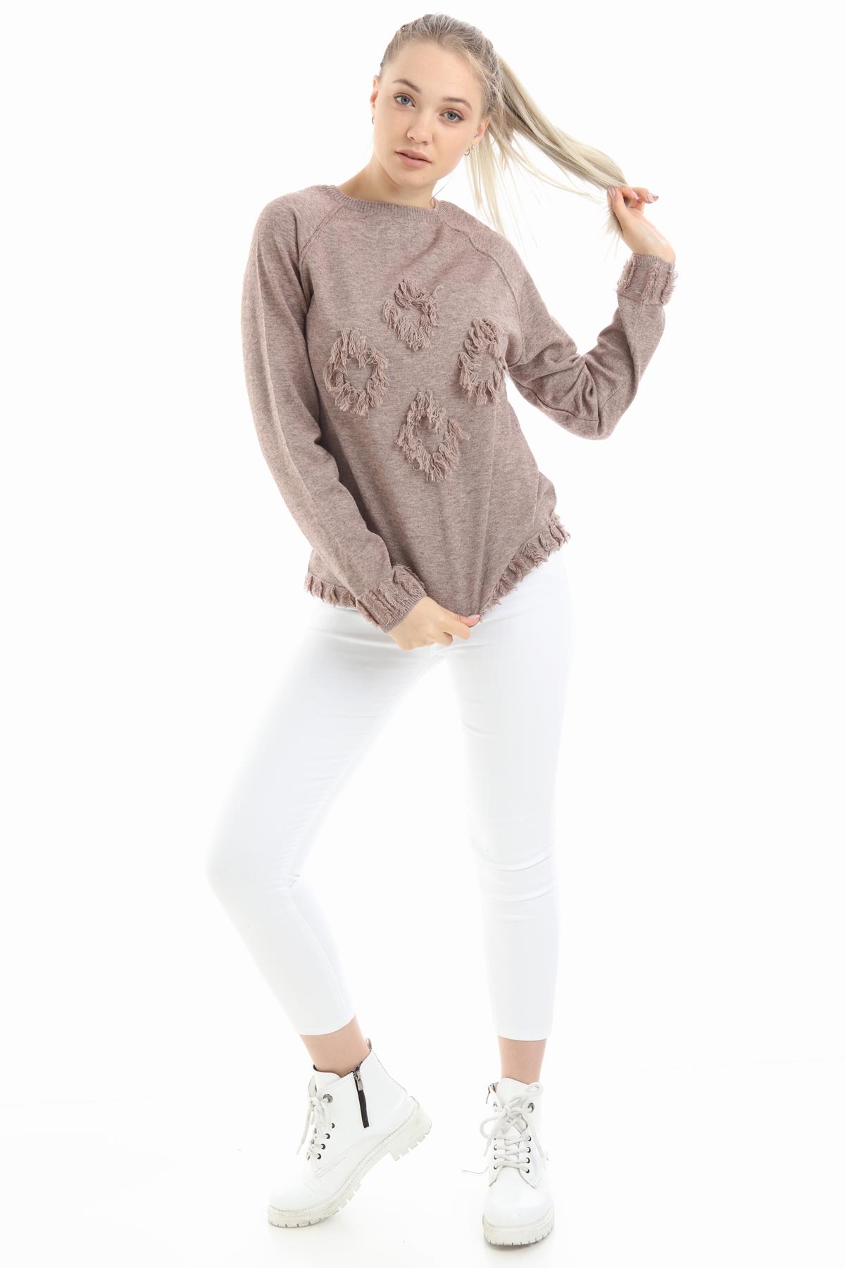 FTZ Women Kadın Yazı Detay Salaş Tunik  Beige 21-1171 · 5