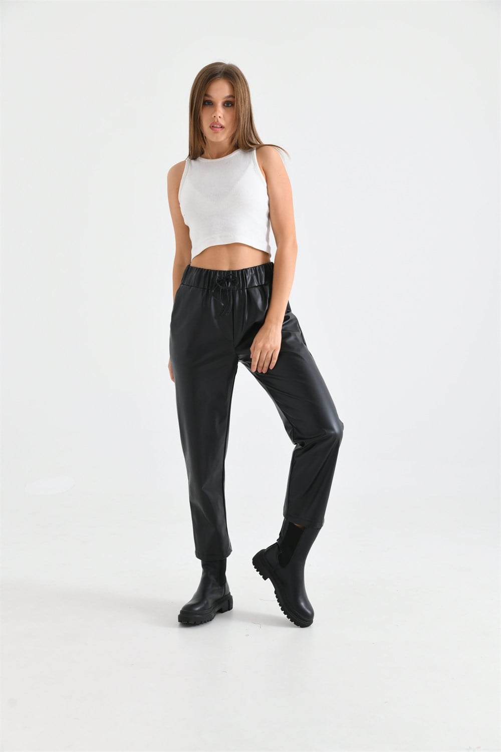 Kadın Deri Pantolon SİYAH