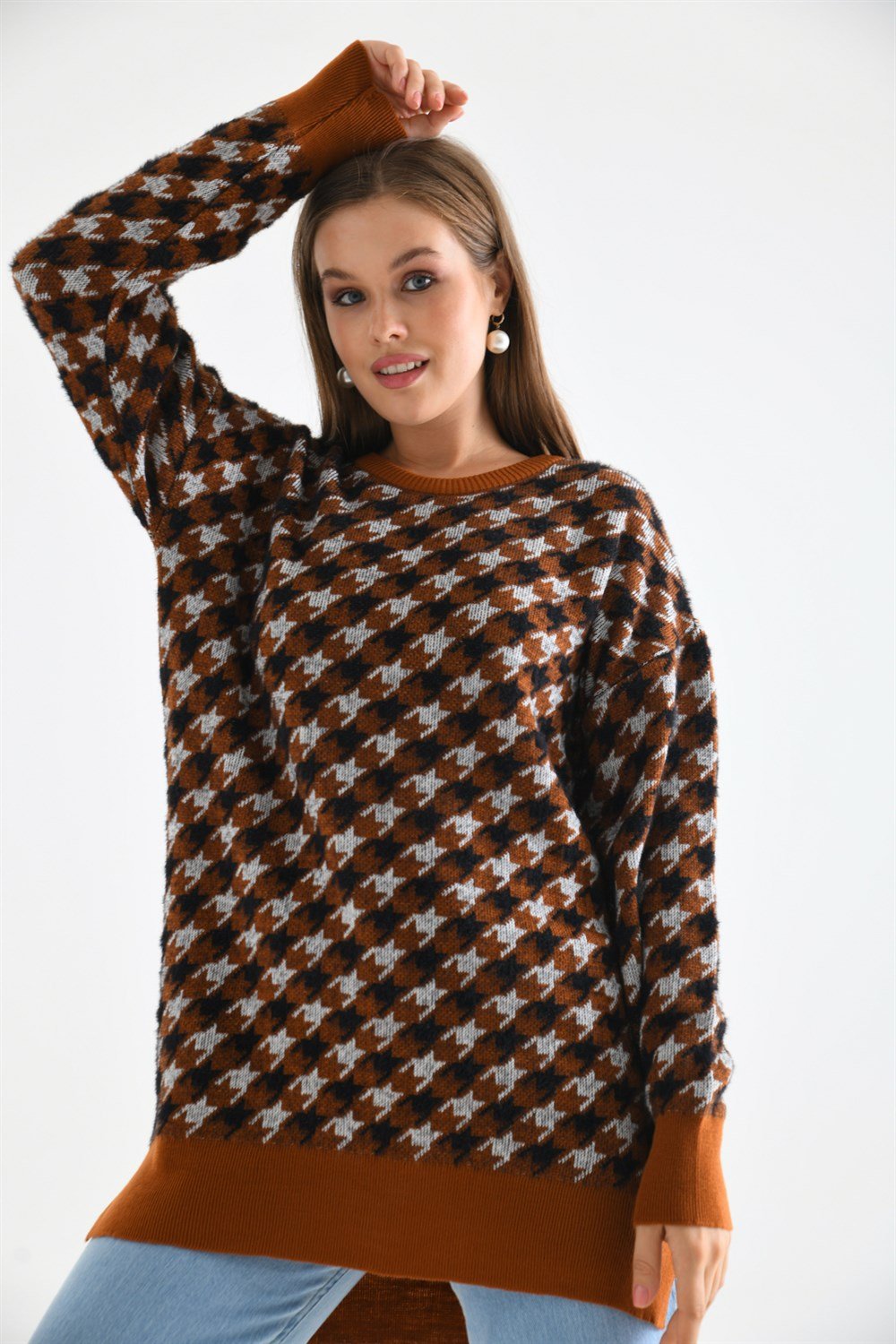 Kazayağı Desenli Bluz KİREMİT