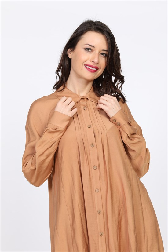 FTZ Women Kadın Düğmeli Gömlek CAMEL