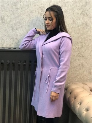 FTZ Kapüşonlu Bağcıklı Hırka - Lila