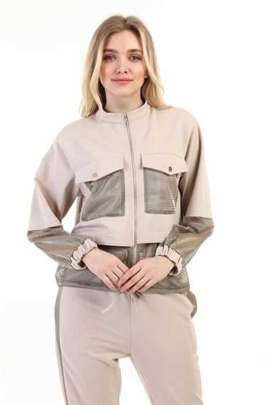 FTZ Women Kadın Cep File Detay Takım BEIGE