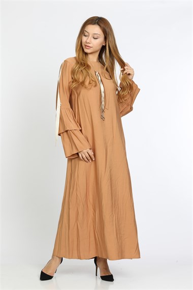 FTZ Women Kadın Kolye Detaylı Elbise CAMEL