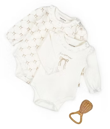 BabyCosy Organik Body Uzun Kol 2li Ekru - Taş
