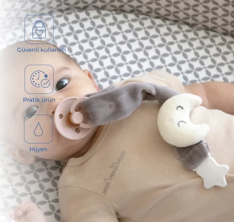 Babyjem Emzik Tutacağı Ay Desen Gri