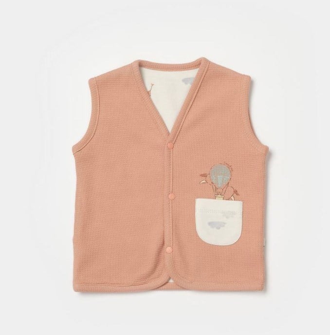 Bibaby Organik Yelek Teach Me Kırmızı - Kahverengi - Mint