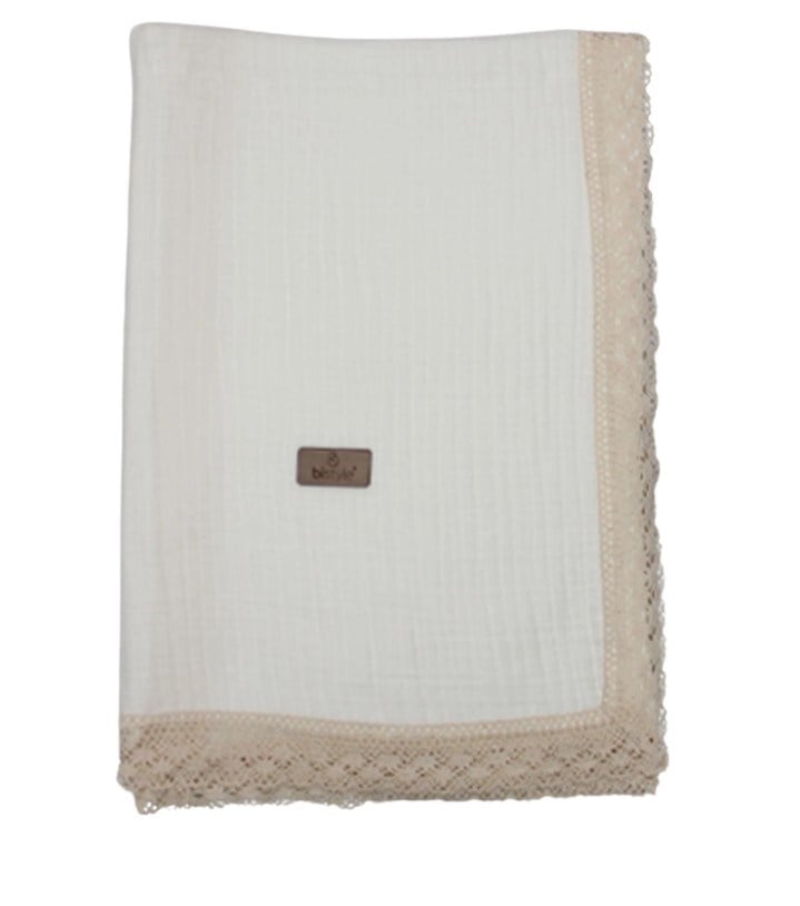 Bistyle Organik Müslin Battaniye Fistolu 80x90cm Ekru
