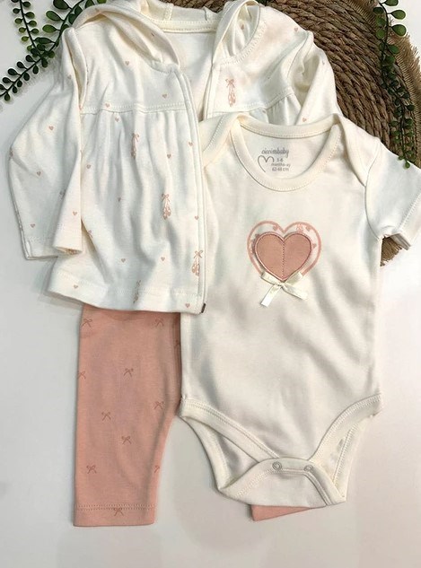 Ciccim Baby 3lü Takım Kapüşonlu Ballerina Tale Ekru