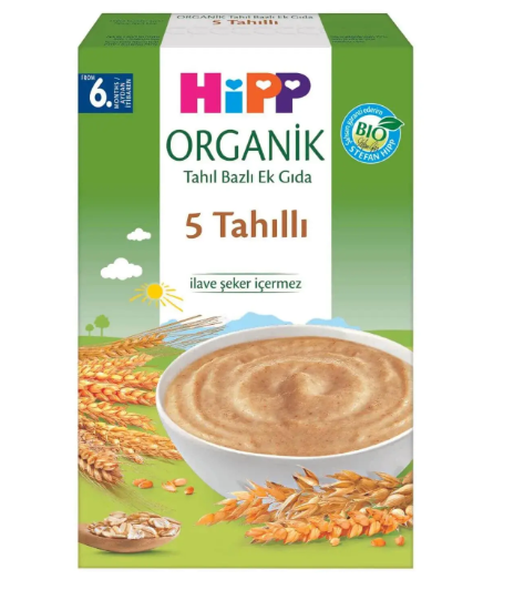 Hipp Kaşık Mamaları Organik Tahıl Bazlı Ek Gıda 5 Tahıllı 200 gr