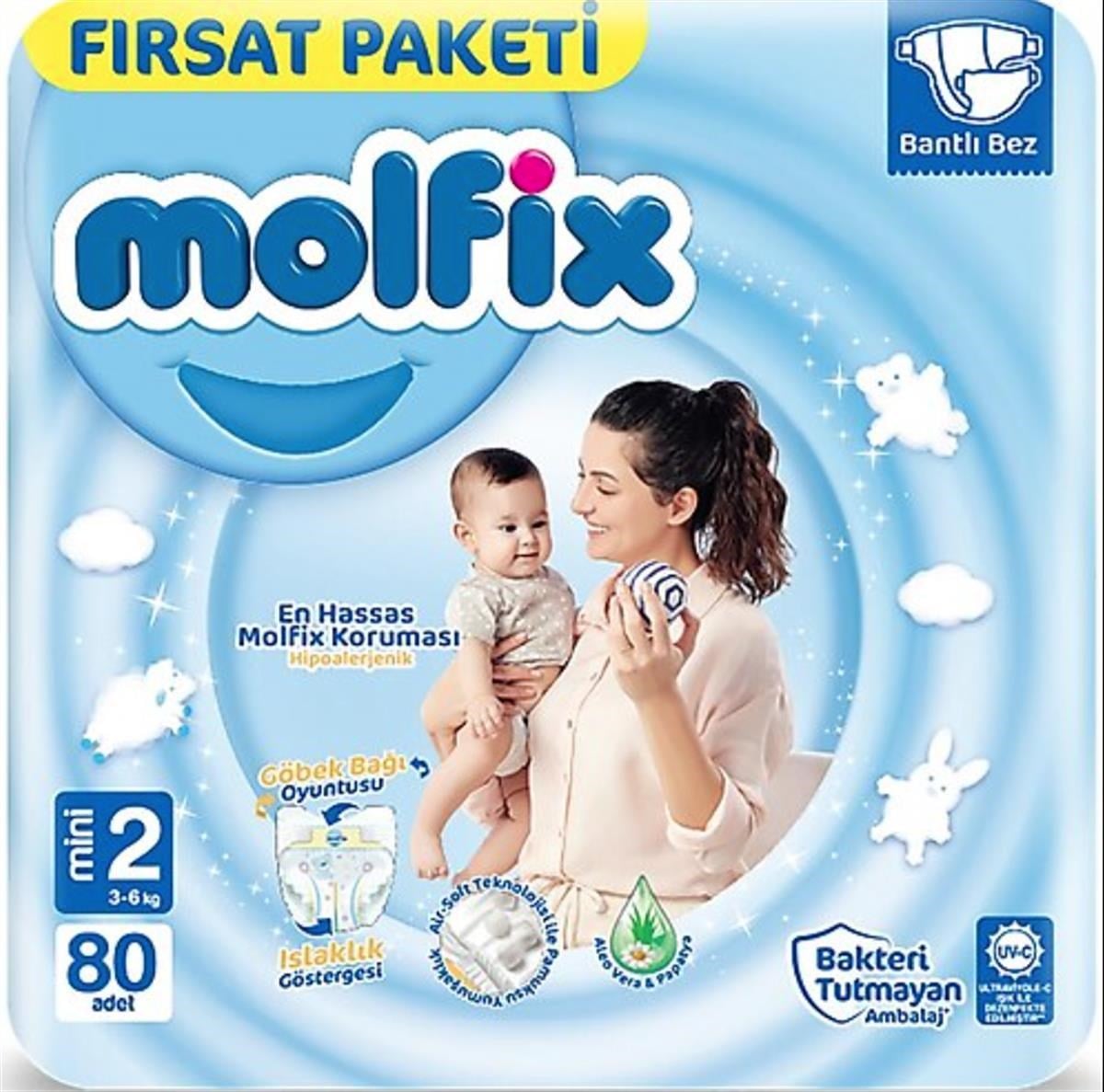 Molfix Bebek Bezi 2 Beden Mini 3-6 Kg 80li Fırsat Paketi