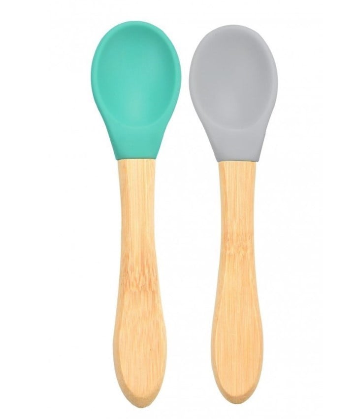 Oioi Bambu Saplı Silikon Kaşık 2li Yeşil - Gri