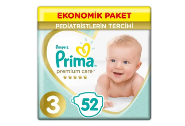 Prima Premium Care Bebek Bezi 3 Beden Midi 6-10 Kg 52li Ekonomik Paket