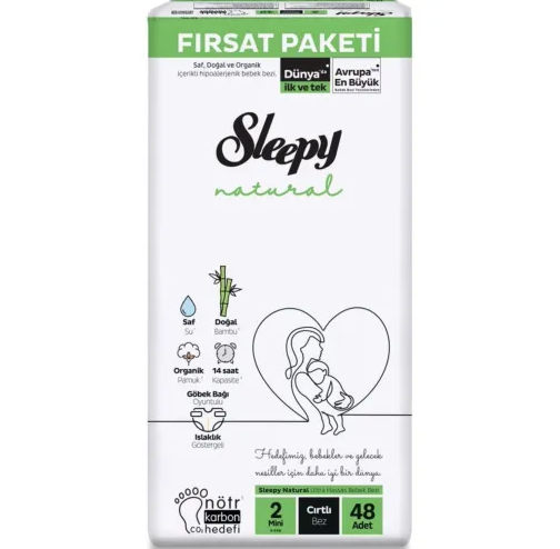 Sleepy Bebek Bezi Natural 2 Beden Mini 3-6 Kg 48li Fırsat Paket