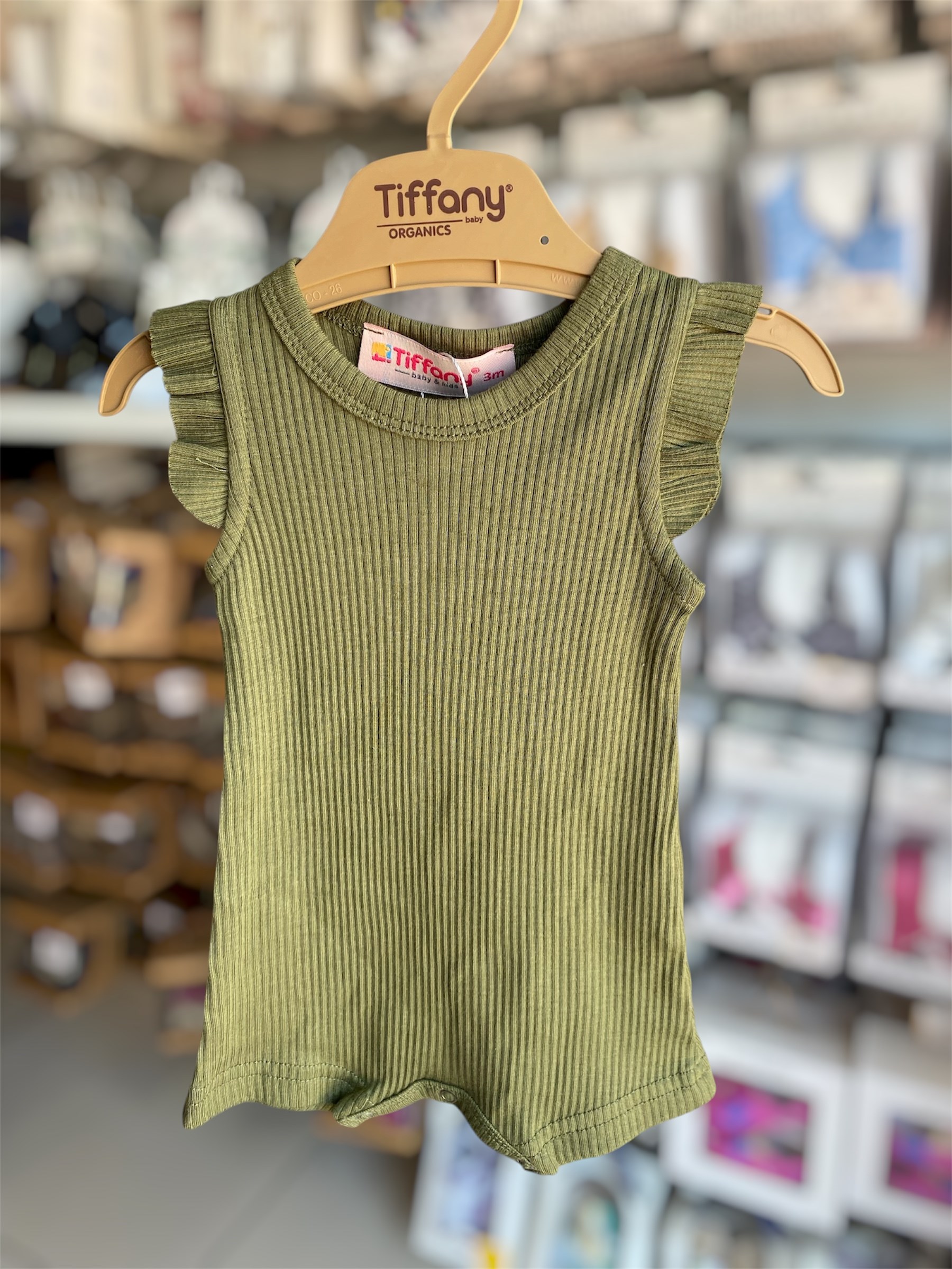 Tiffany Tulum Fırfırlı Rompy Modal Organik Theme Askeri Yeşil