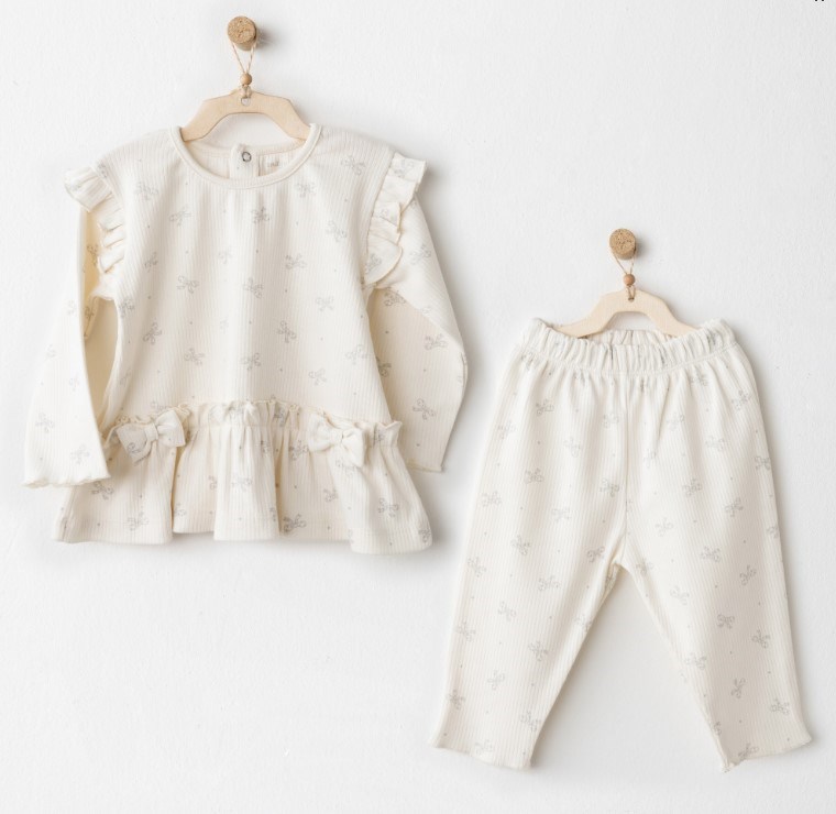Andy Wawa 2li Takım Baby Bow Bliss Ekru