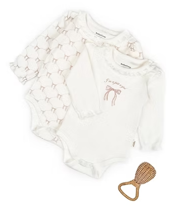 BabyCosy Organik Body Uzun Kol 2li Ekru - Pudra
