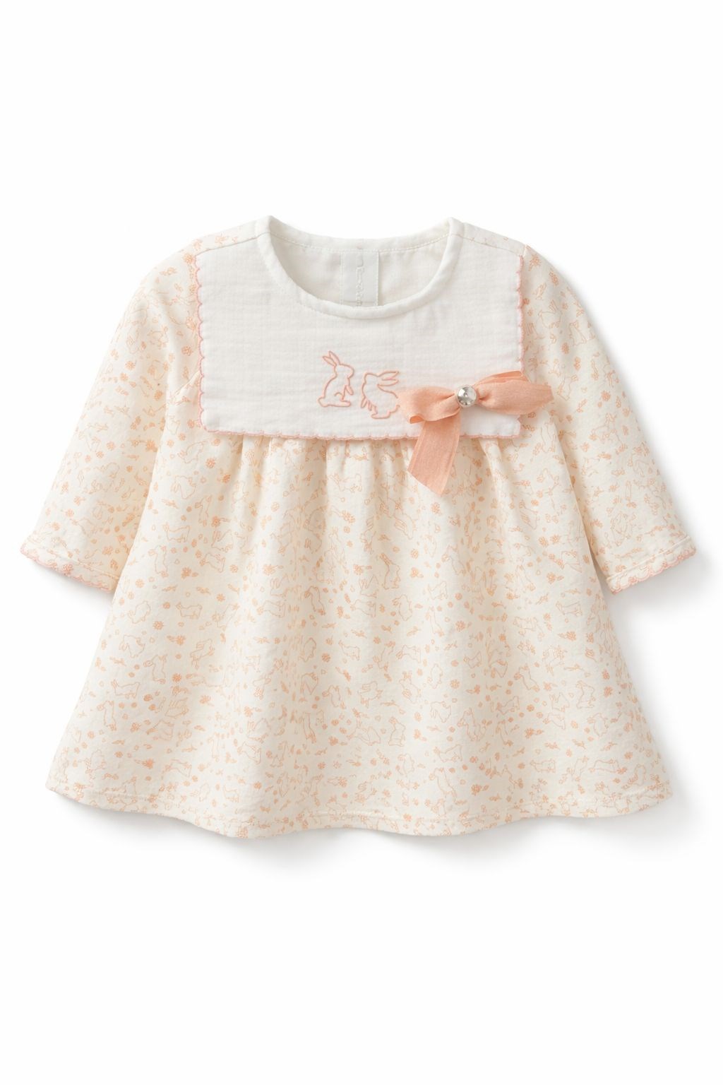 Babydoll Elbise Babydola Ekru - Koyu Gül Asortili