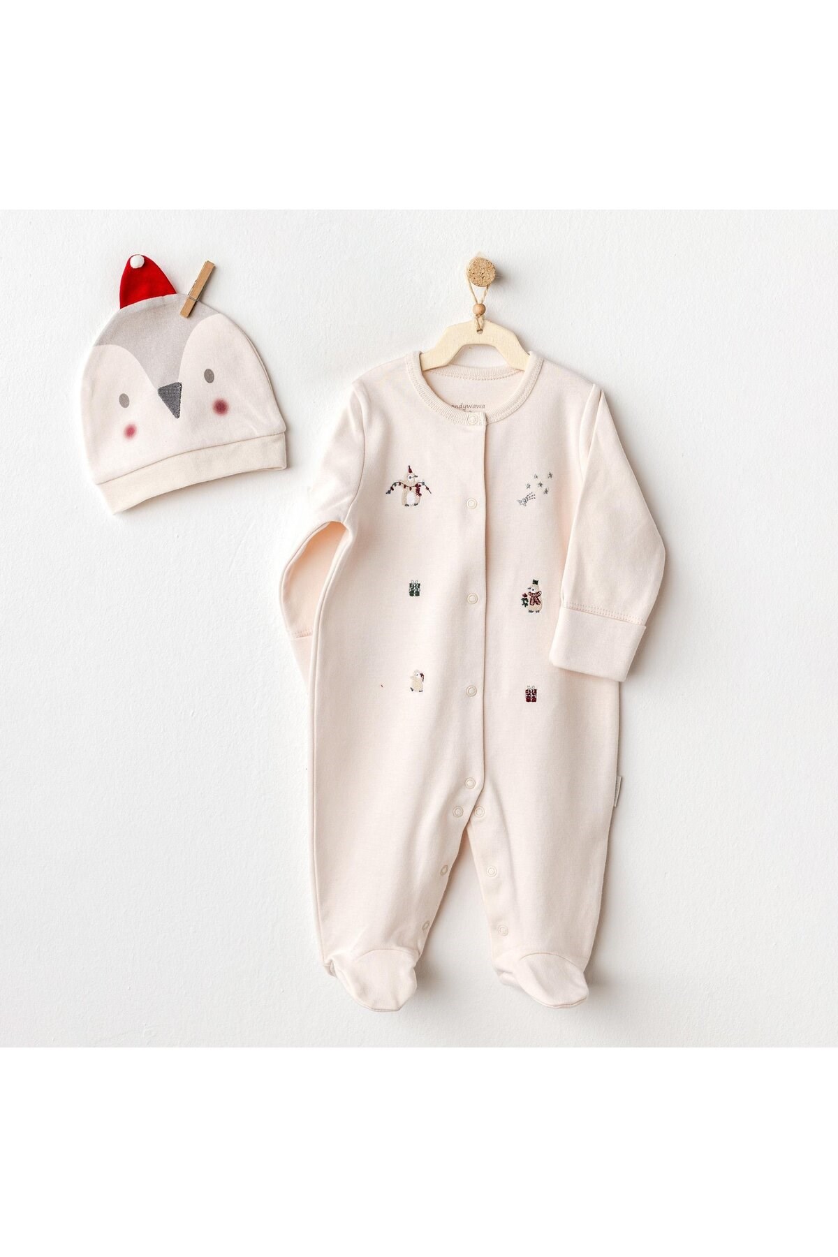 BEBEK TULUM TAKIM ROMPER HAT SET PENGUIN