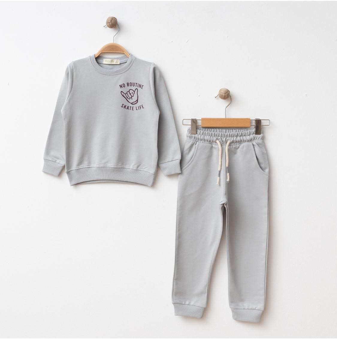 Beboly 2li Takım No Routine Baskılı Gri