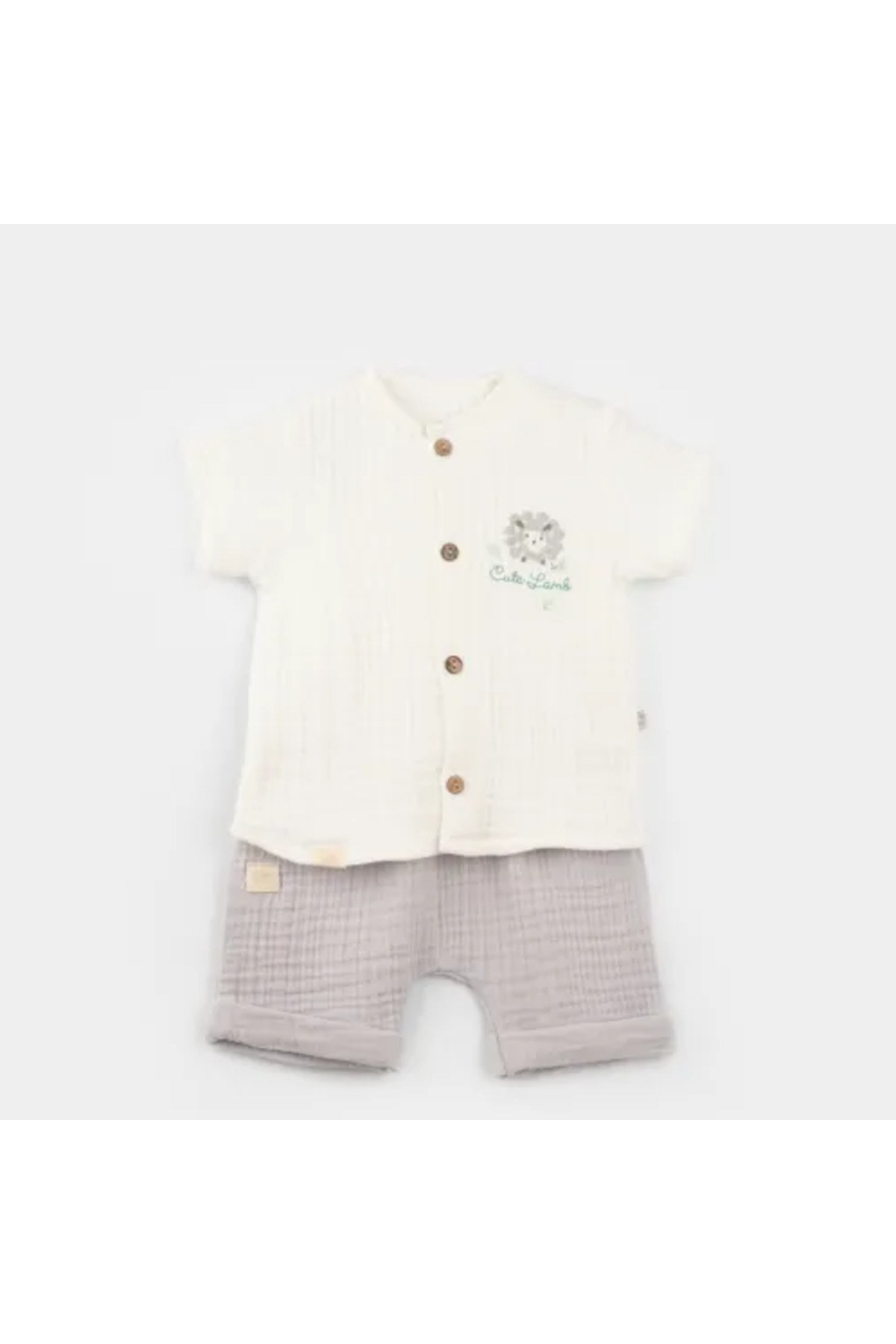 Bibaby 2li Takım Şortlu Lamb Friends Gri