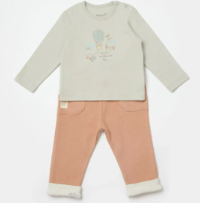 Bibaby Organik 2li Takım Teach Me Kırmızı - Kahverengi - Mint