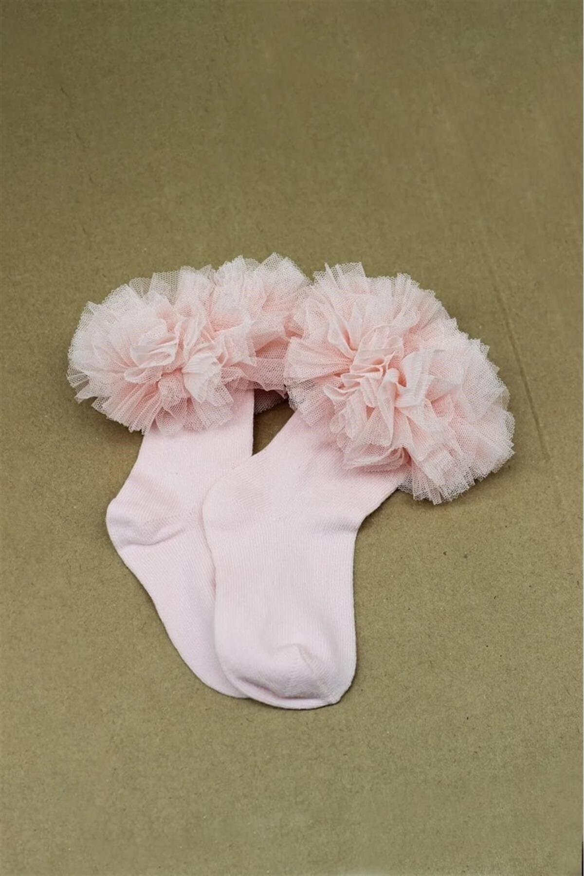 Bibaby Organik Çorap Soket New Tulle Pembe