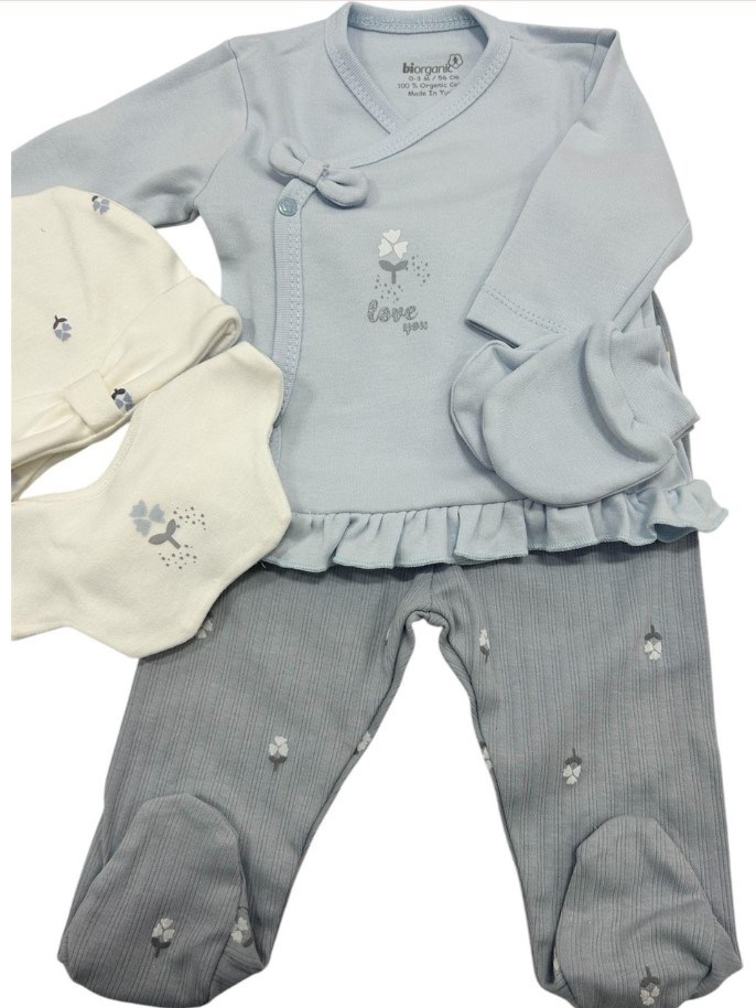 Bibaby Organik Hastane Çıkışı 5li Love Our Earth Ekru - Lila