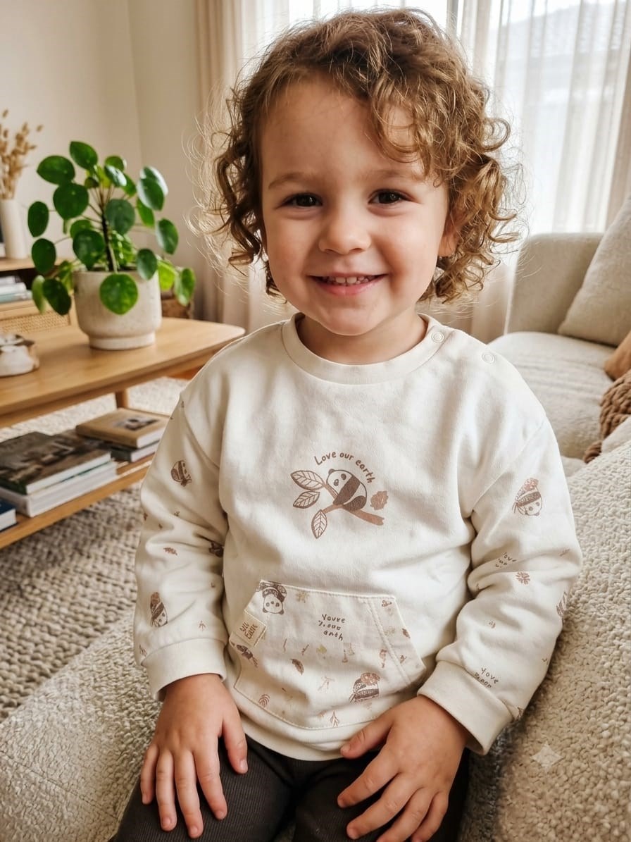 Bibaby Organik Sweatshirt Love Our Earth Mocha