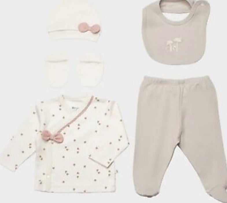 Bibaby Organik Zıbın Takımı 3lü Sweet Lady Baby Açık Bej