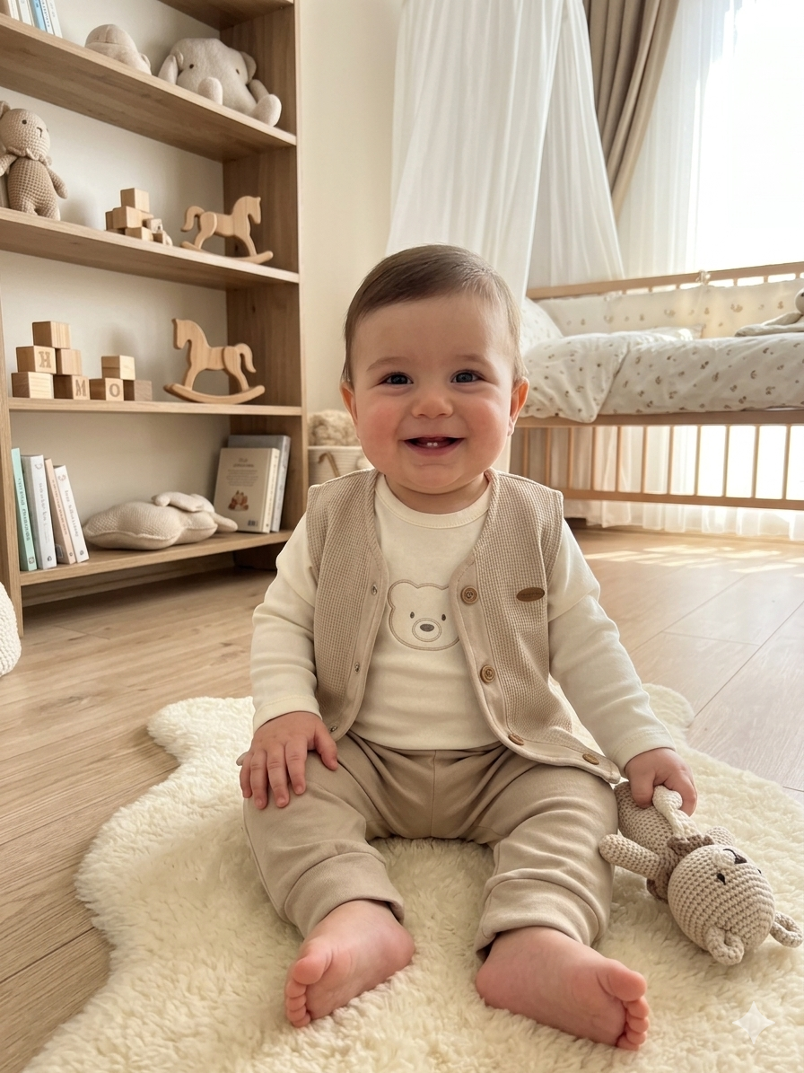 Ciccim Baby 3lü Takım Yelekli Bear Hugs Toprak