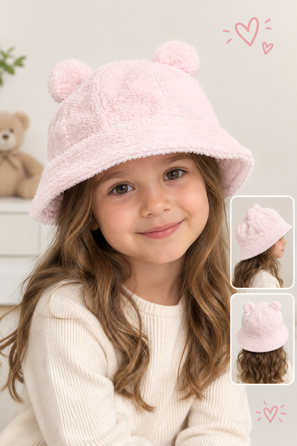 Kitti Şapka Fötr Peluş Pembe