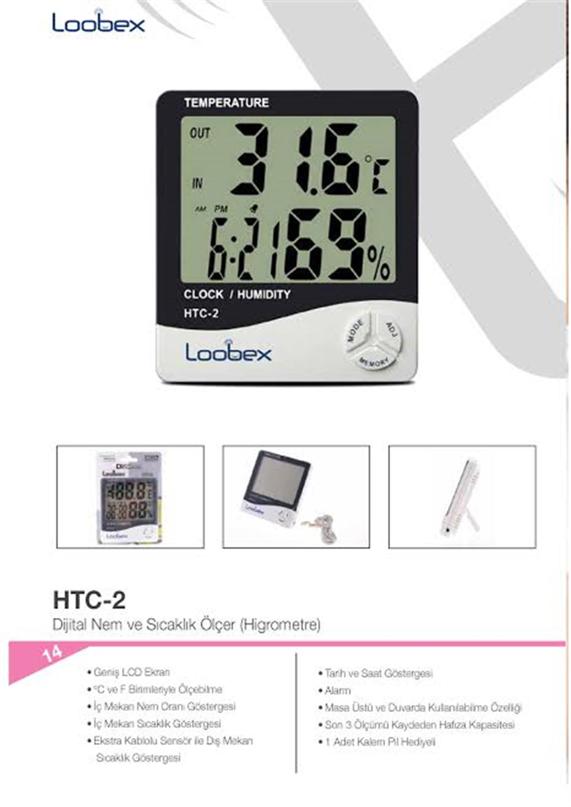 Loobex Htc-2 Nem ve Sıcaklık Ölçer