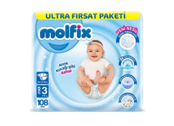 Molfix Bebek Bezi 3D 3 Beden Midi 4-9 Kg 108li Ultra Fırsat Paketi