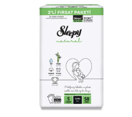 Sleepy Bebek Bezi Natural 5 Beden Junior 11-18 Kg 58li Fırsat Paket 