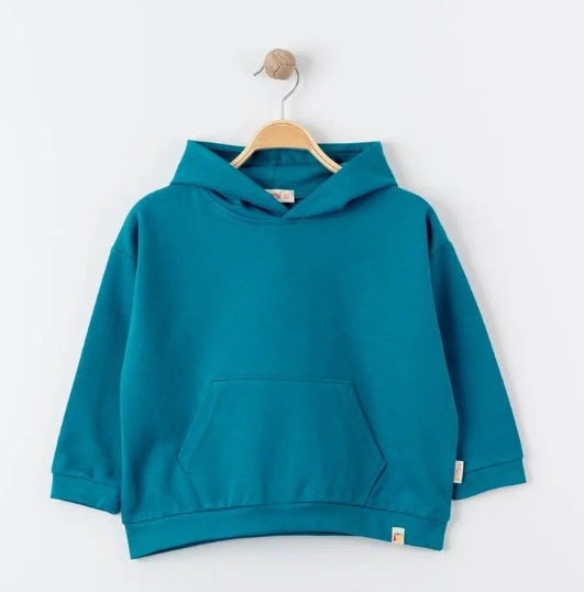 Tiffany Sweatshirt Kapüşonlu Oversize Theme Turkuaz