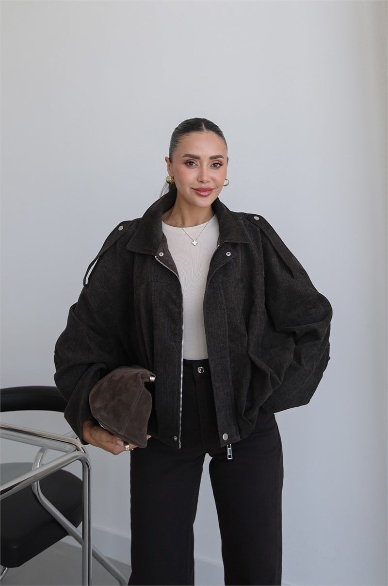 Acı Kahve Oversize Bomber Ceket