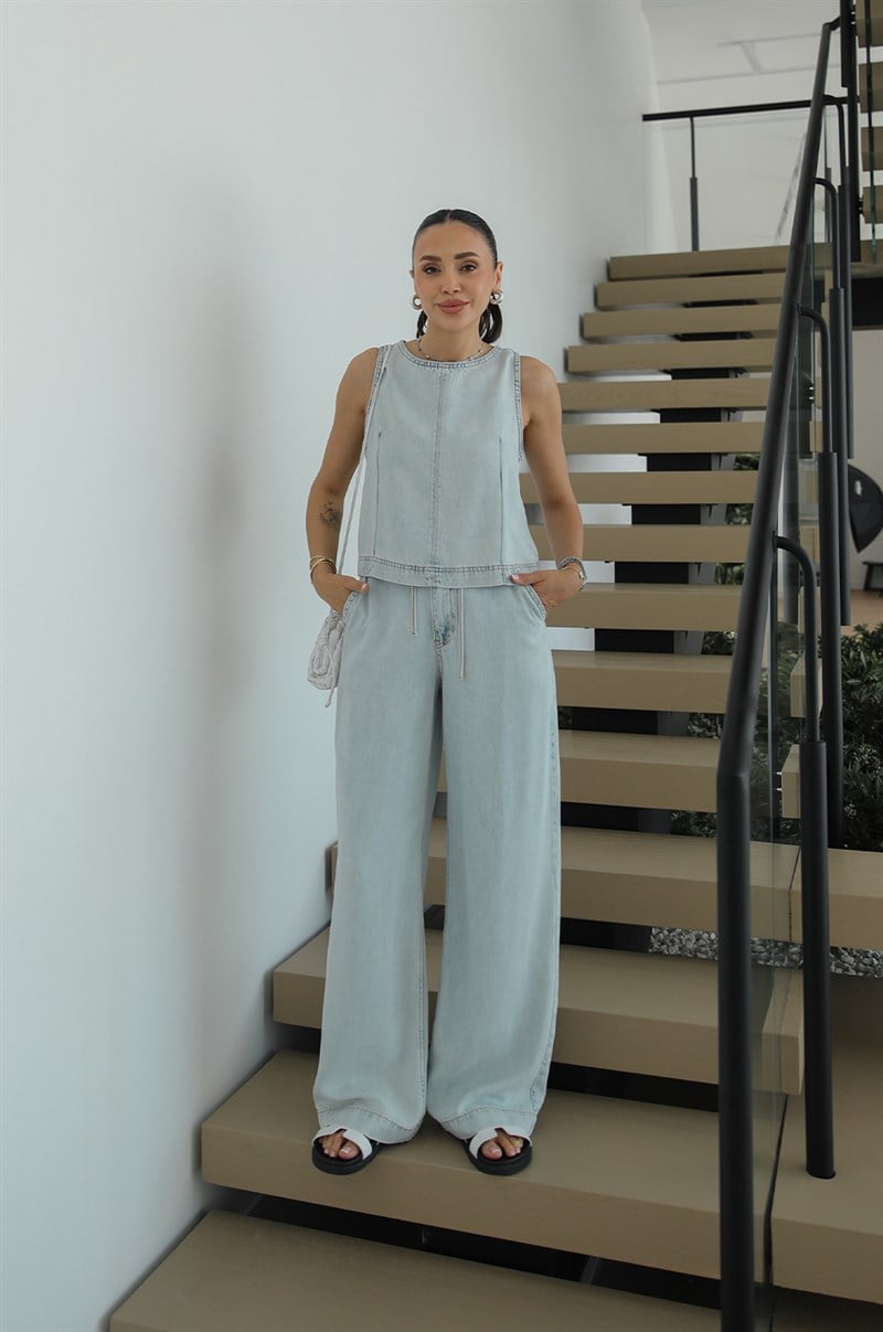 Açık Mavi Judge Bluz Pantolon Denim Takım