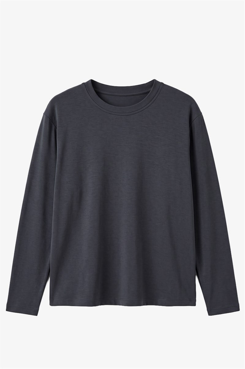 Antrasit Tinta Bisiklet Yaka İnce Sweatshirt