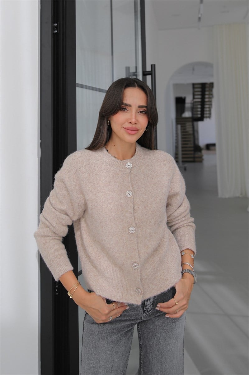 Bej İlya Yumuşak Dokulu Triko Hırka