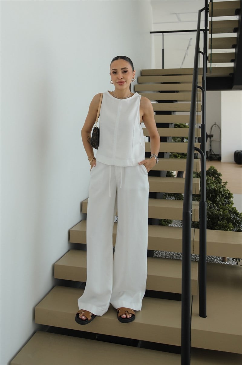 Beyaz Judge Bluz Pantolon Denim Takım