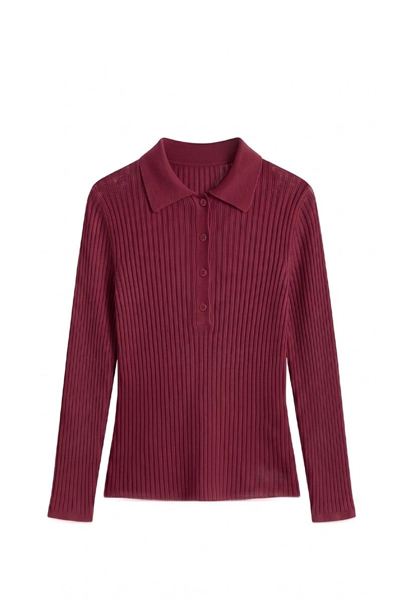 Bordo Polo Transparan Bluz