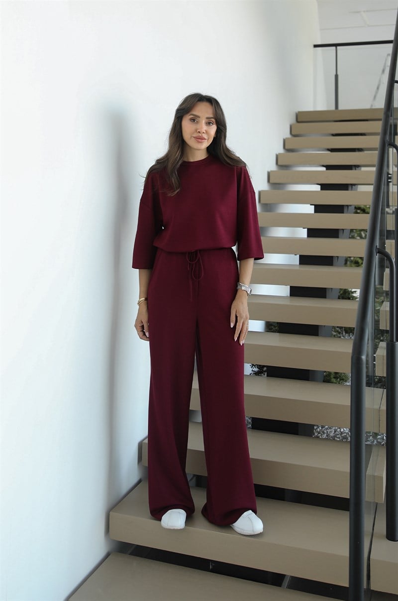 Bordo Rush Oversize Bluz Pantolon Takım