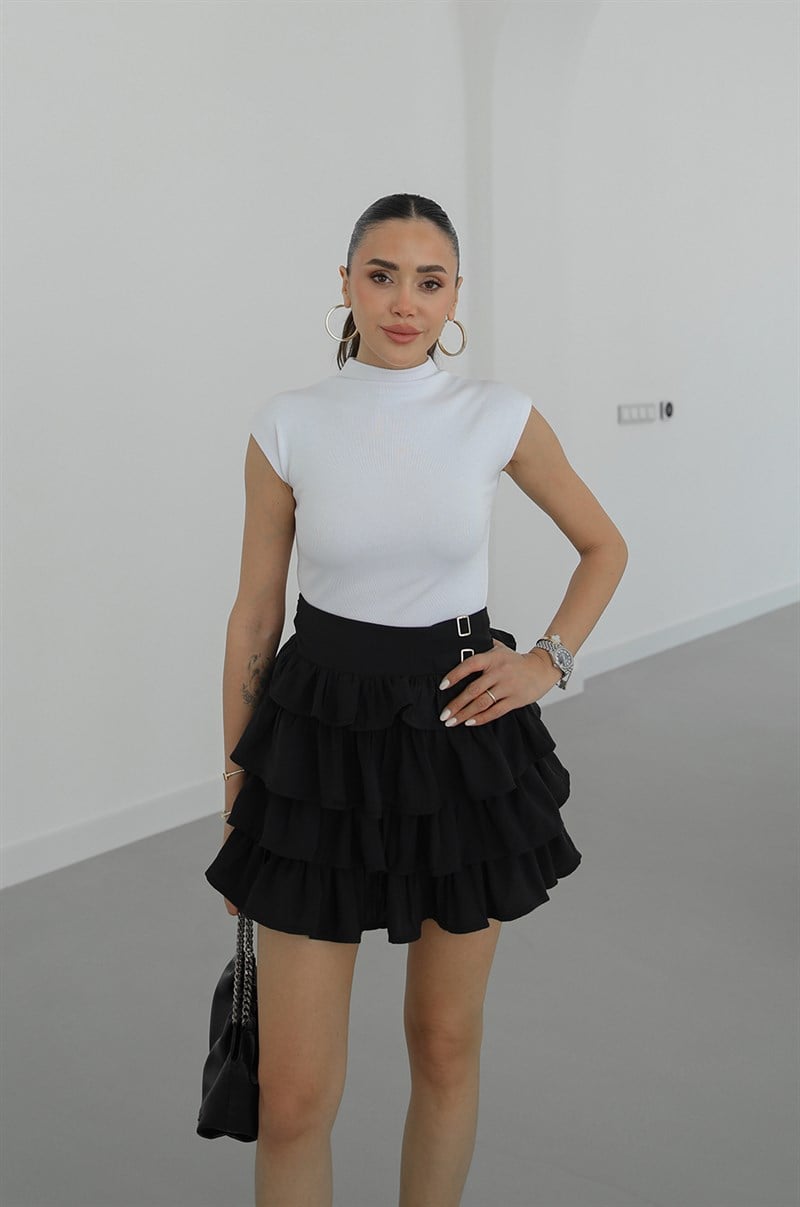 Ekru Ribana Dik Yaka Bluz