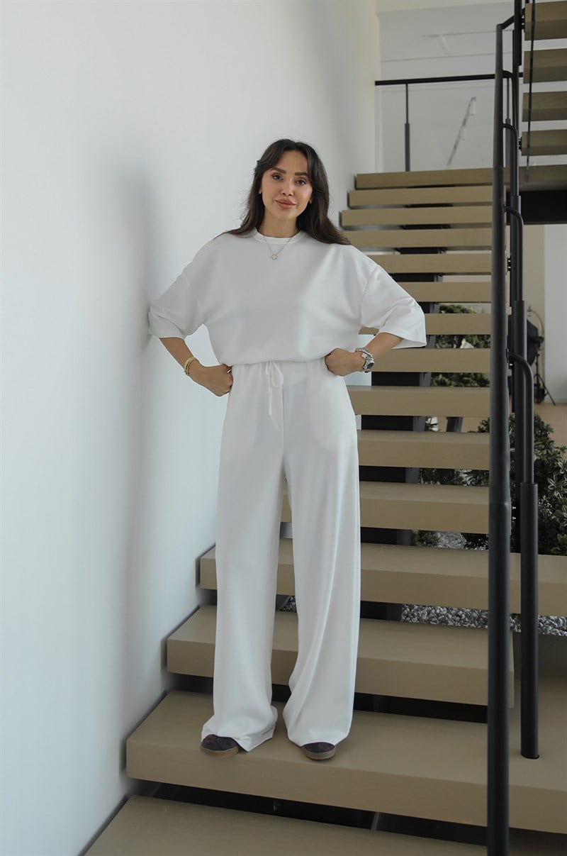 Ekru Rush Oversize Bluz Pantolon Takım