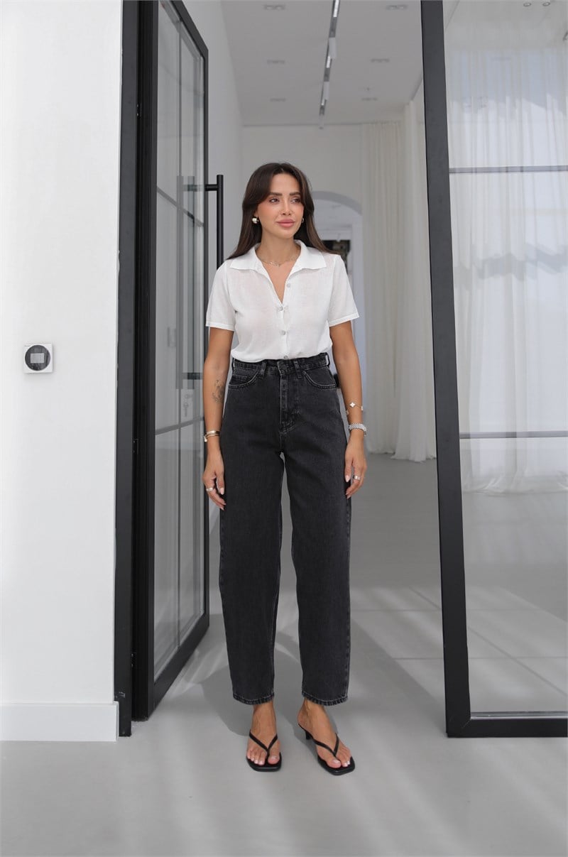 Füme Lumex Yüksek Bel Barrel Fit Jean