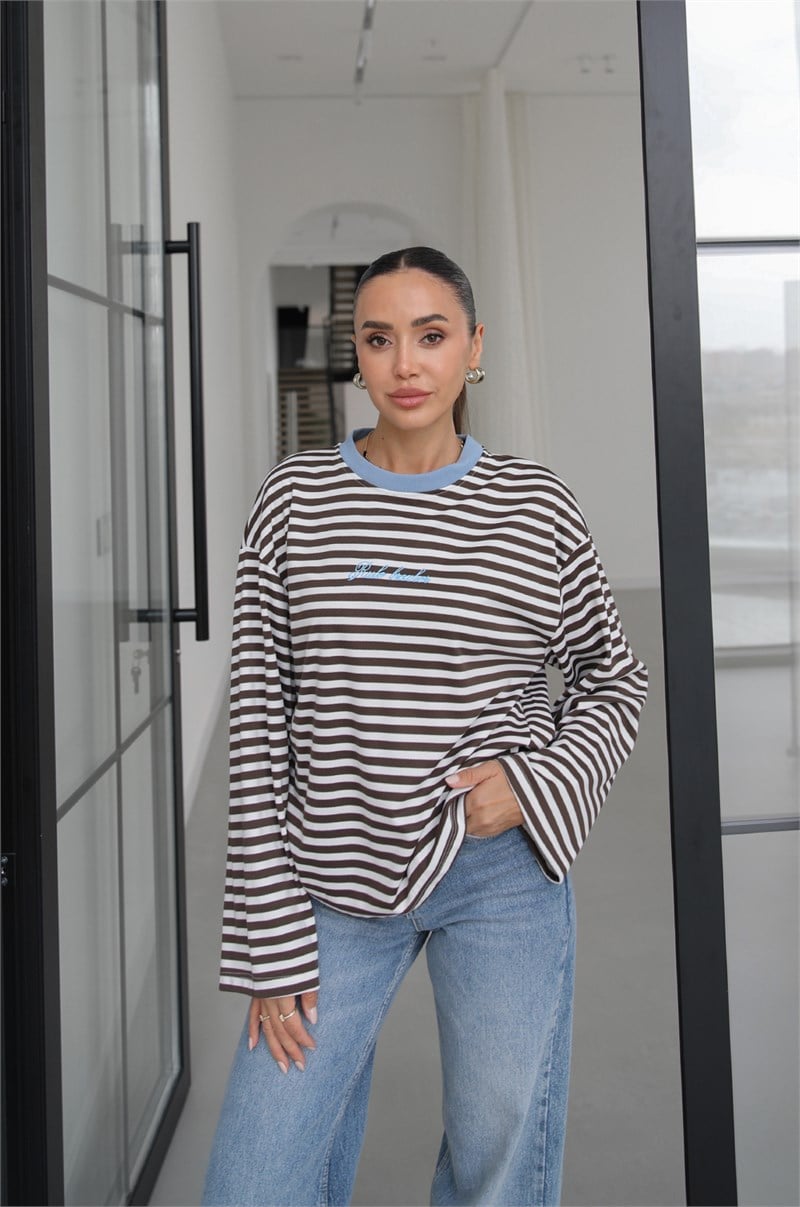 Kahverengi Rule Breaker İşlemeli Sweatshirt