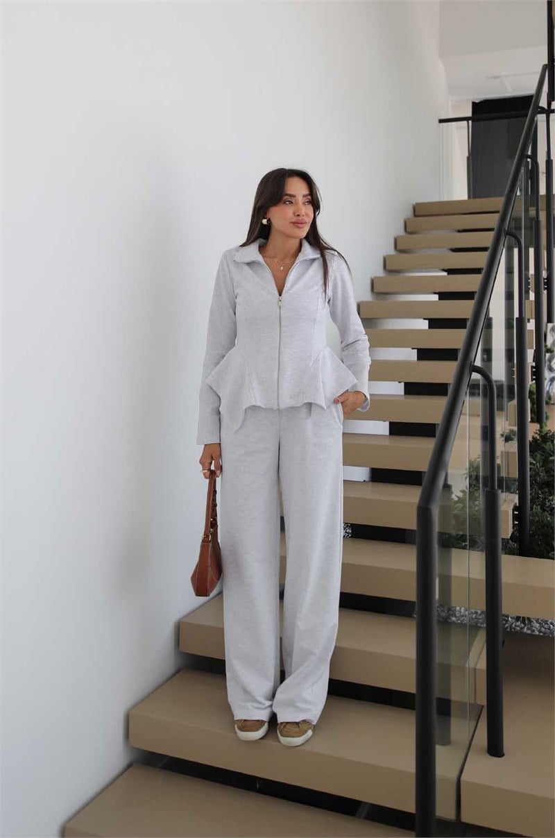 Karmelanj Mabel Volan Detaylı Sweatshirt Pantolon Takım