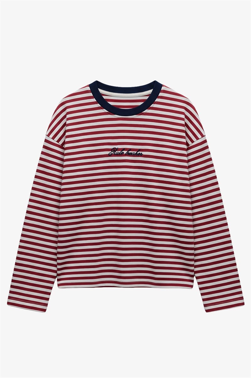 Kırmızı Rule Breaker İşlemeli Sweatshirt